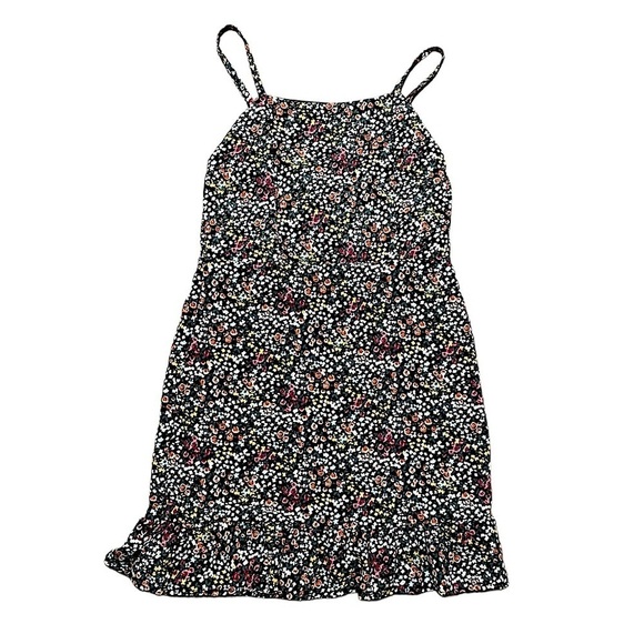 Girls Floral Print Spaghetti Straps Shift Ruffled dress - Picture 1 of 6
